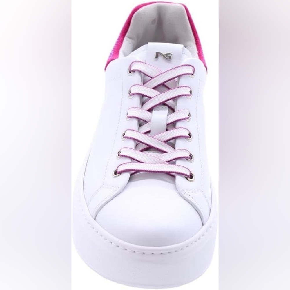 Nero Giardini White Platform Leather Sneakers. Made in Italy.